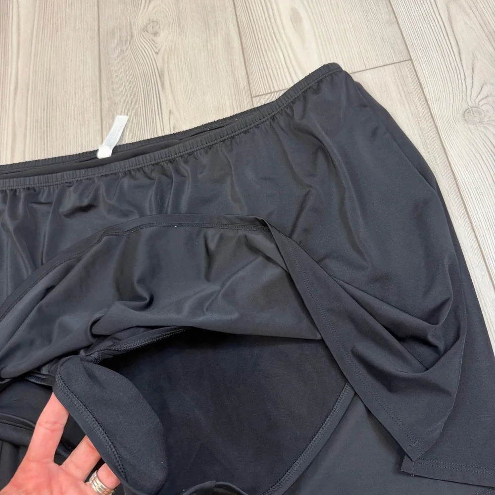 Cacique Swim Black Swim Skirt with Attached Brief Plus Size 34 610361
